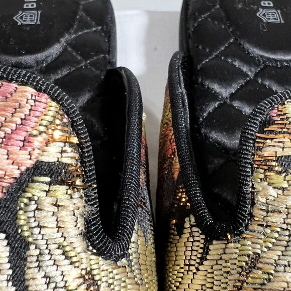 Birdies Black Quilted Floral Print Mules Size 5 - Picture 6 of 10